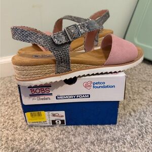 BOBS from Skechers Pink and Gray Sandals